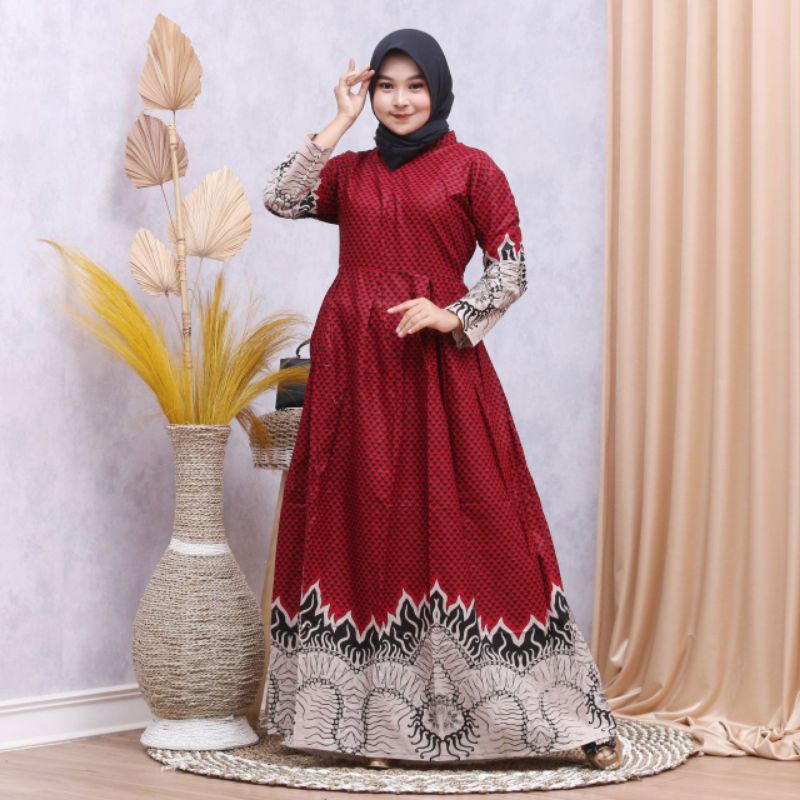 GAMIS BATIK MAURA Grosir laris GENES NAVBOR YELBOR WHITBOR CREAMBOR