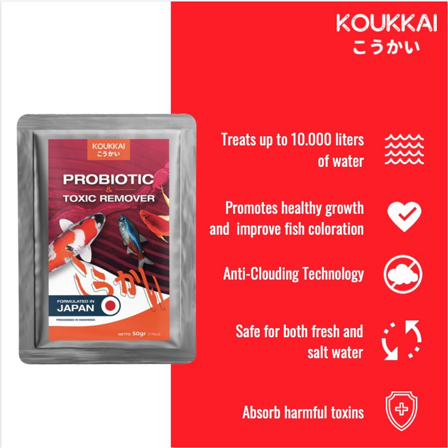 Probiotic &amp; Toxic Remover Bakteri Penyerap Racun Air Obat Ikan KOUKKAI