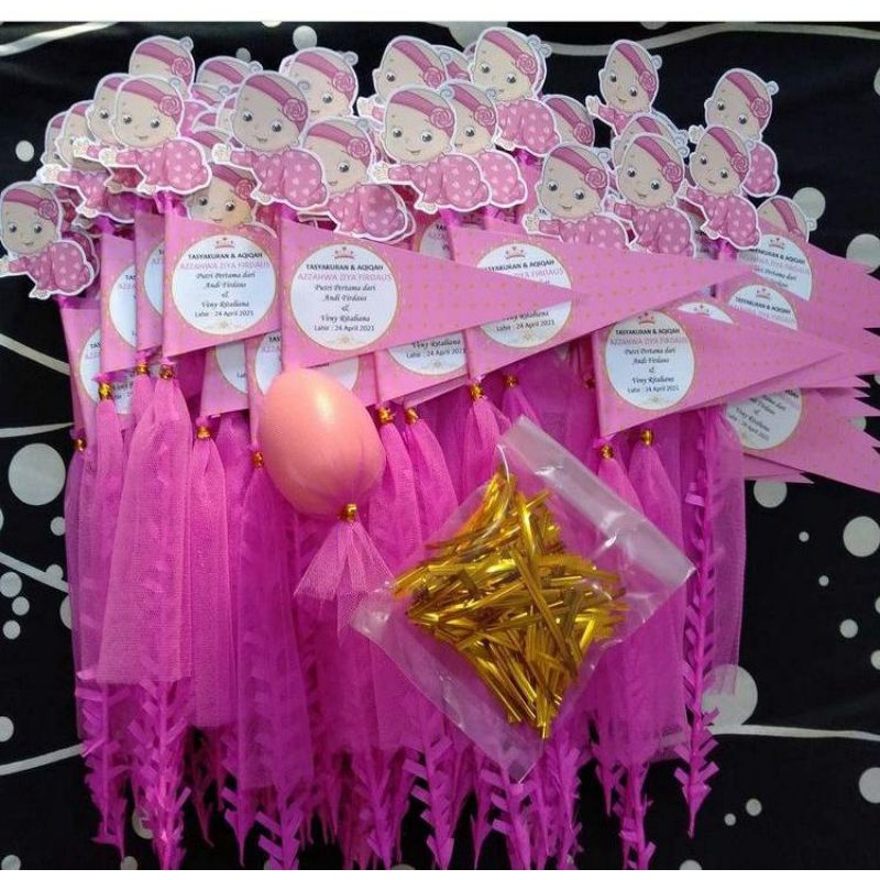 BENDERA TELUR AQIQAH + Tile + Stiker