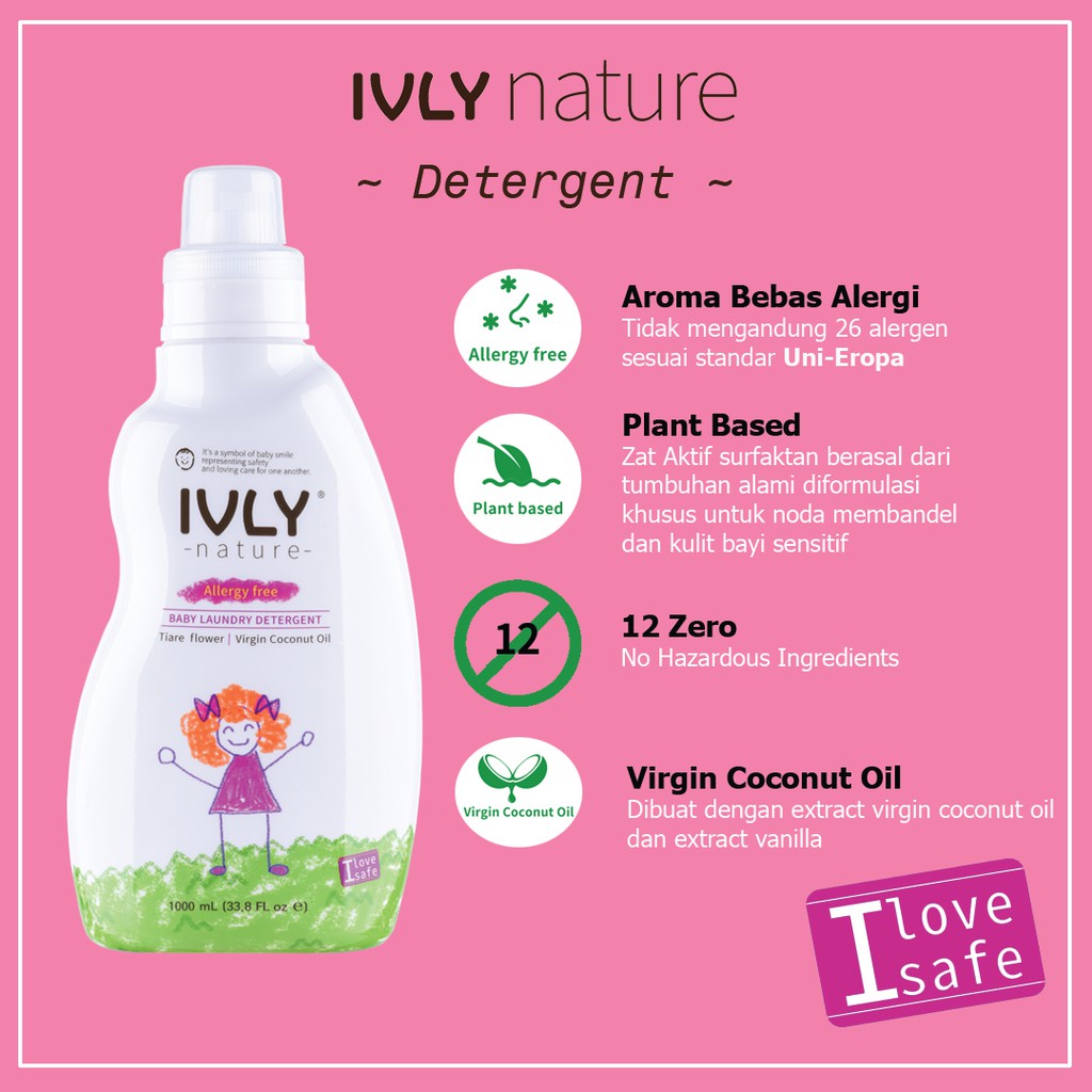 Ivly Nature - Baby Laundry Detergent 1200ml - Tiare Flower &amp; VCO