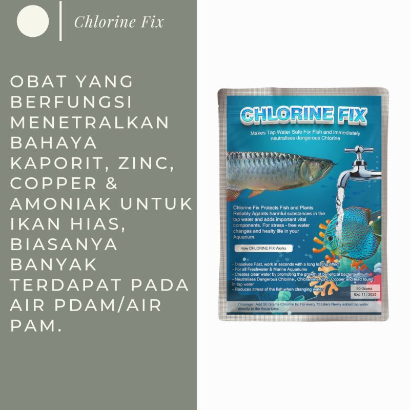 CHLORINE FIX Anti kaporit/klorin air PDAM ikan hias untuk 75 liter air