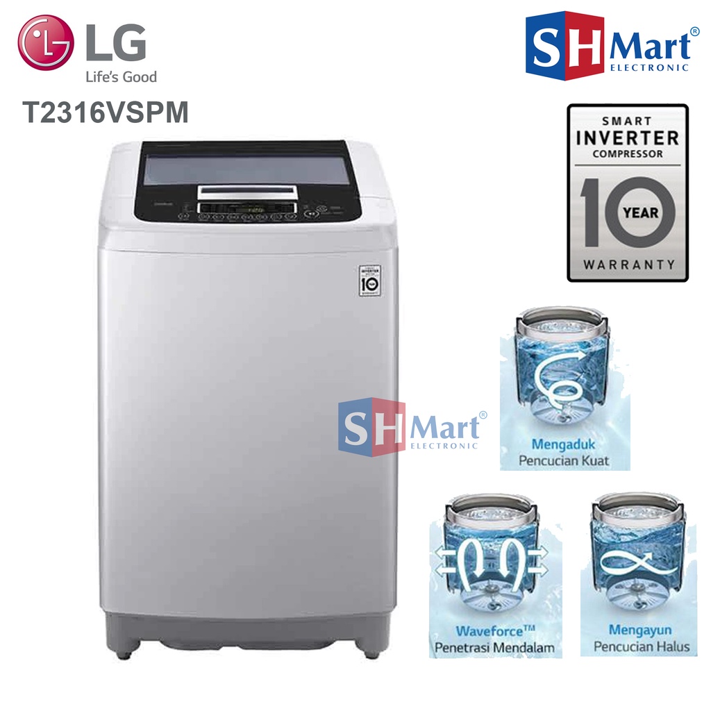 MESIN CUCI LG 1 TABUNG TOP LOADING 16 KG T2516VSPM / 2516VSPM SMART INVERTER HEMAT LISTRIK (MEDAN)