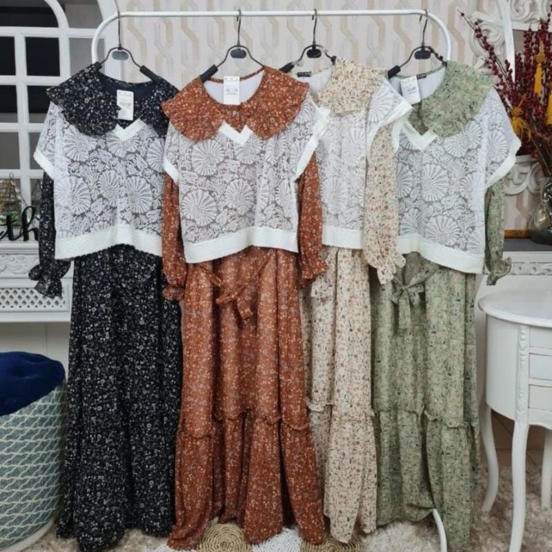 Gamis Maxi Vintage Rompi Rajut BKK Import 899-G (2in1)