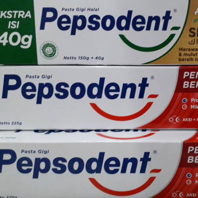 Pasta gigi Pepsodent jumbo 225gr dan pepsodent act. Siwak 150+40gr