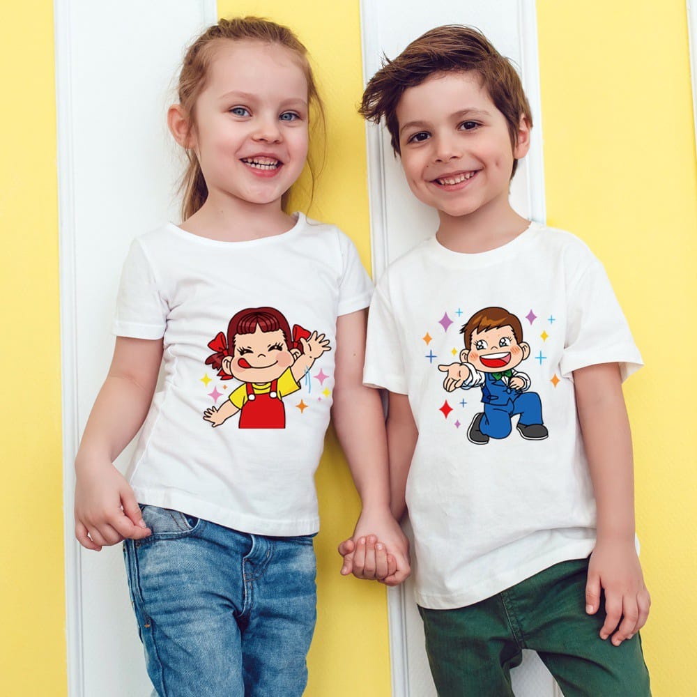 SUMMER CO-BAJU KAOS MILKY PEKO AND BOY AESTHETIC DAN CASUAL T-SHIRT KOREAN STYLE BAHAN KATUN-UKURAN 