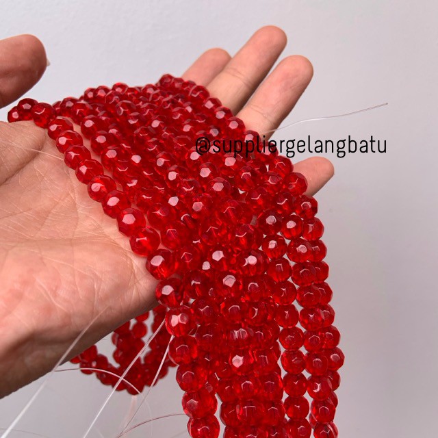 kristal bola dunia cutting 8mm RED quartz merah kuarsa ceko bulat