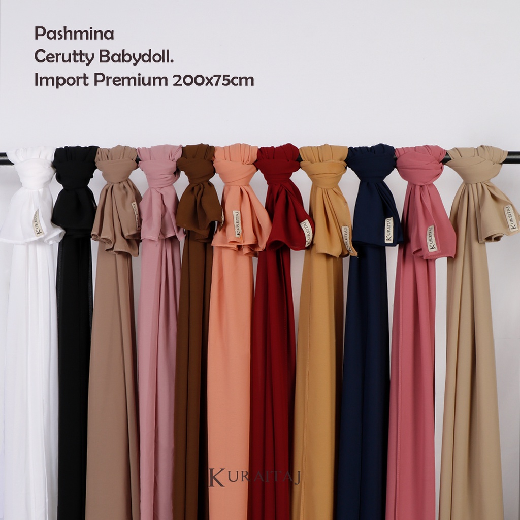 Pashmina Ceruty Babydoll  Pashmina  200 x 75  Ceruty Premium Pashmina Basic Pashmina Polos Kureitaj