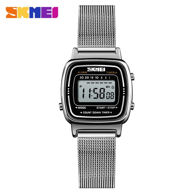 Jam Tangan Wanita / SKMEI 1901 Women LED Digital Stainless Steel / Jam Tangan Digital Original