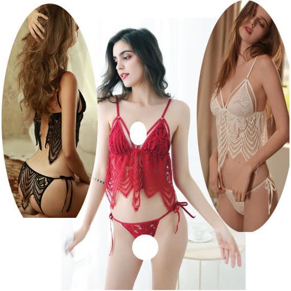 CD Wanita lingerie G String Open Set Wanita Sexy CD Tali Baju Tidur Thong A275 - Hitam, FREE Murah