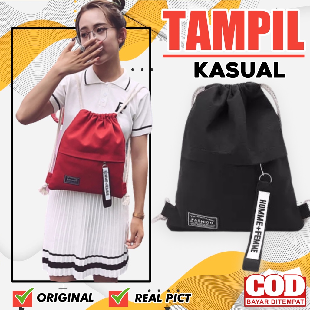 Tas Serut Wanita Kanvas Polos Model Korea Terbaru Kualitas Premium TB062