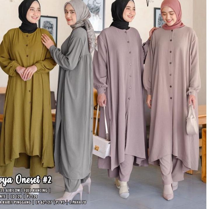 (PALING DIMINATI) divya one set tunik vente long tunik import crinke setelan tunik dan celana baju s