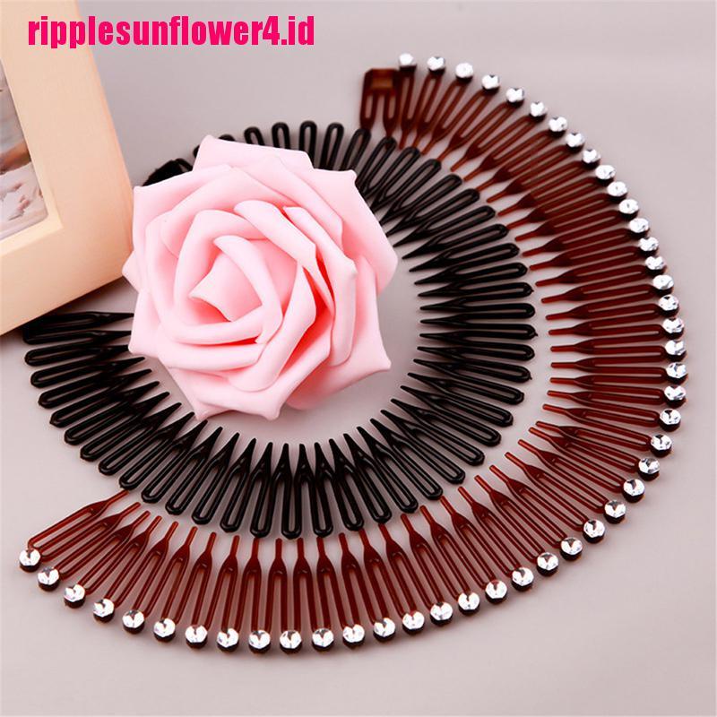 Sisir Rambut Elastis Flexible Bahan Plastik Aksen Berlian Imitasi Untuk Wanita