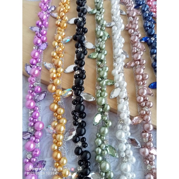 Payet Rangkai/ Mutiara Rangkai Sampan/ Permata Rangkai/lebar 1cm panjang 20cm