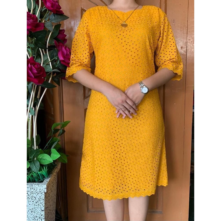 Dress katun bolong bangkok puring katun warna kuning