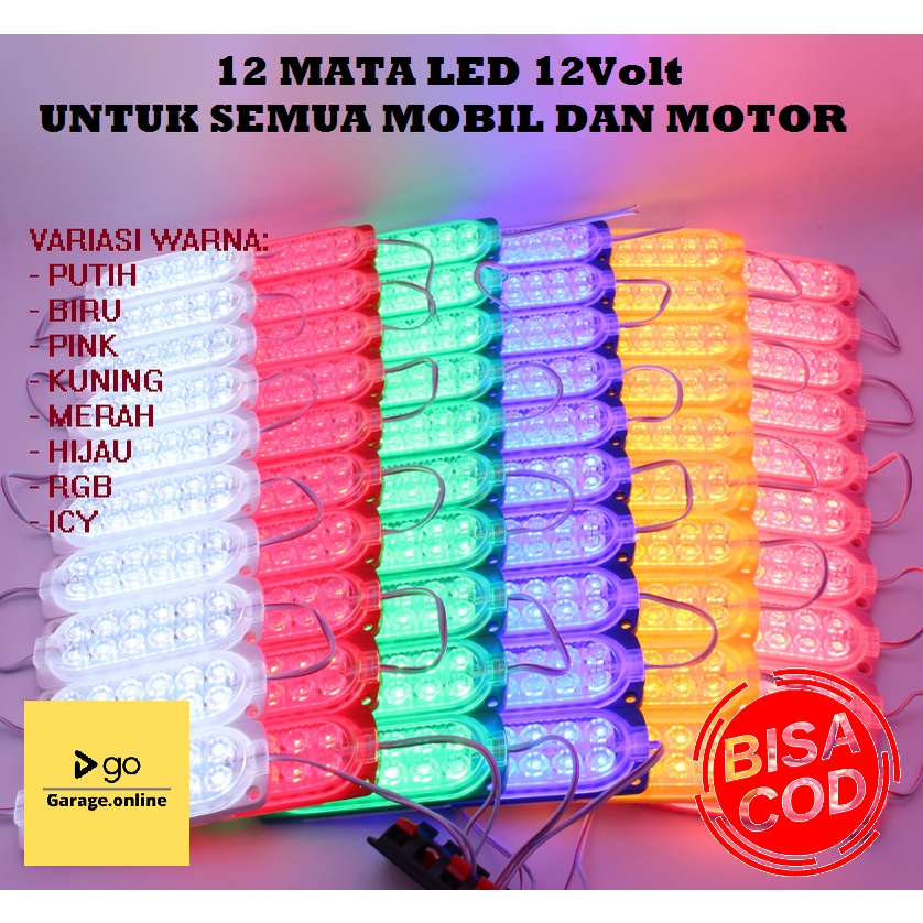 LAMPU LED 12 mata aneka macam warna 12V Mobil Motor Termurah