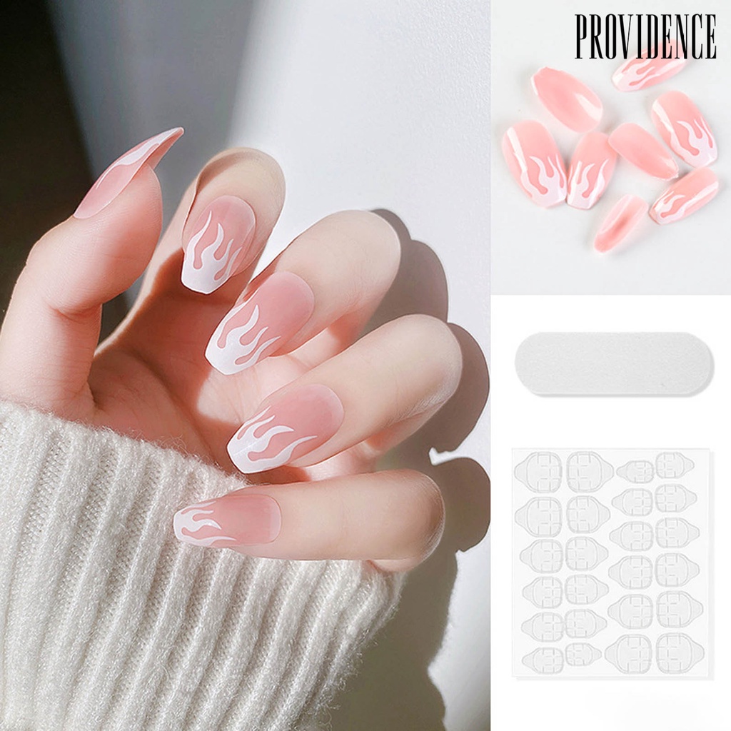 Providence 1 Set Patch Kuku Motif Api Warna Pink Bahan Abs Untuk Nail Art