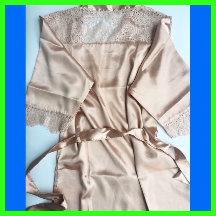 KIMONO SATIN LACE ROBE BRIDE WEDDING