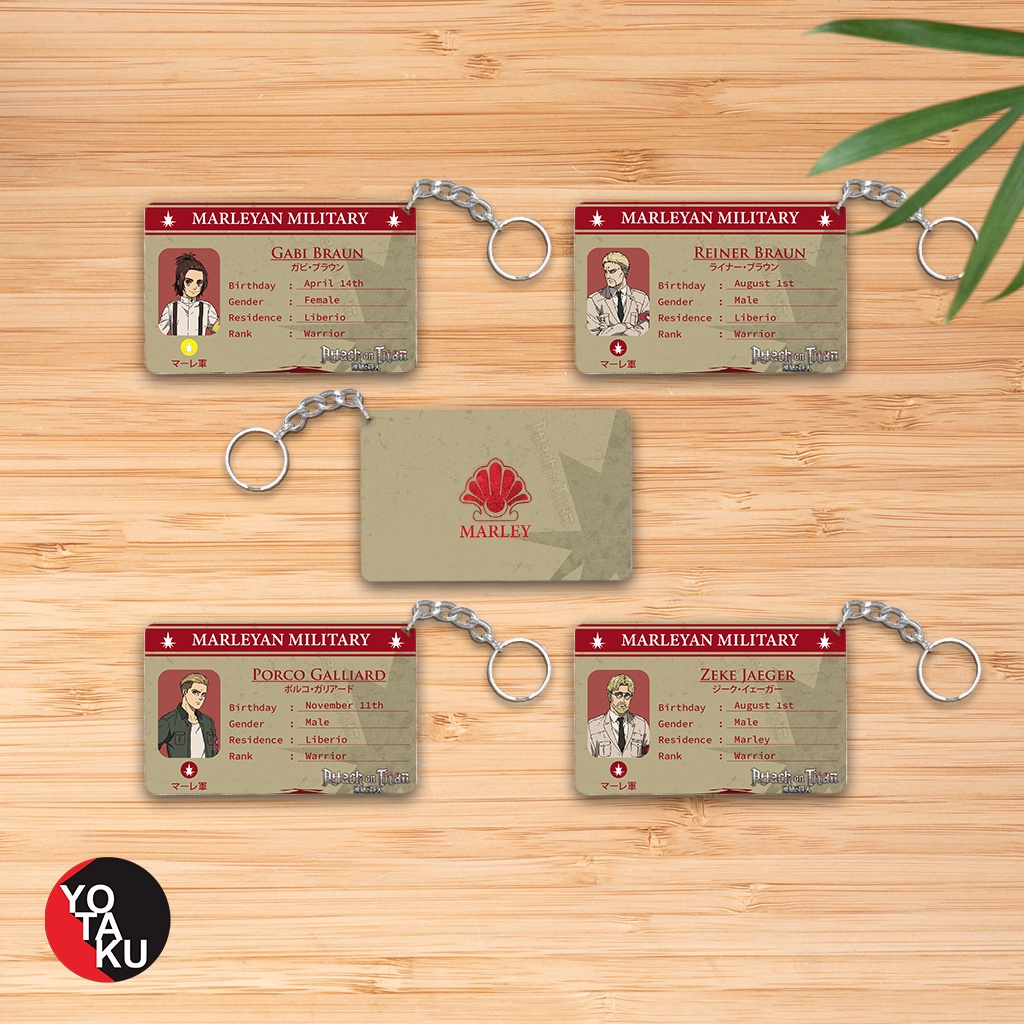 ATTACK ON TITAN Marleyan Military Gantungan Kunci ID card Anime Akrilik YOTAKUSHOP