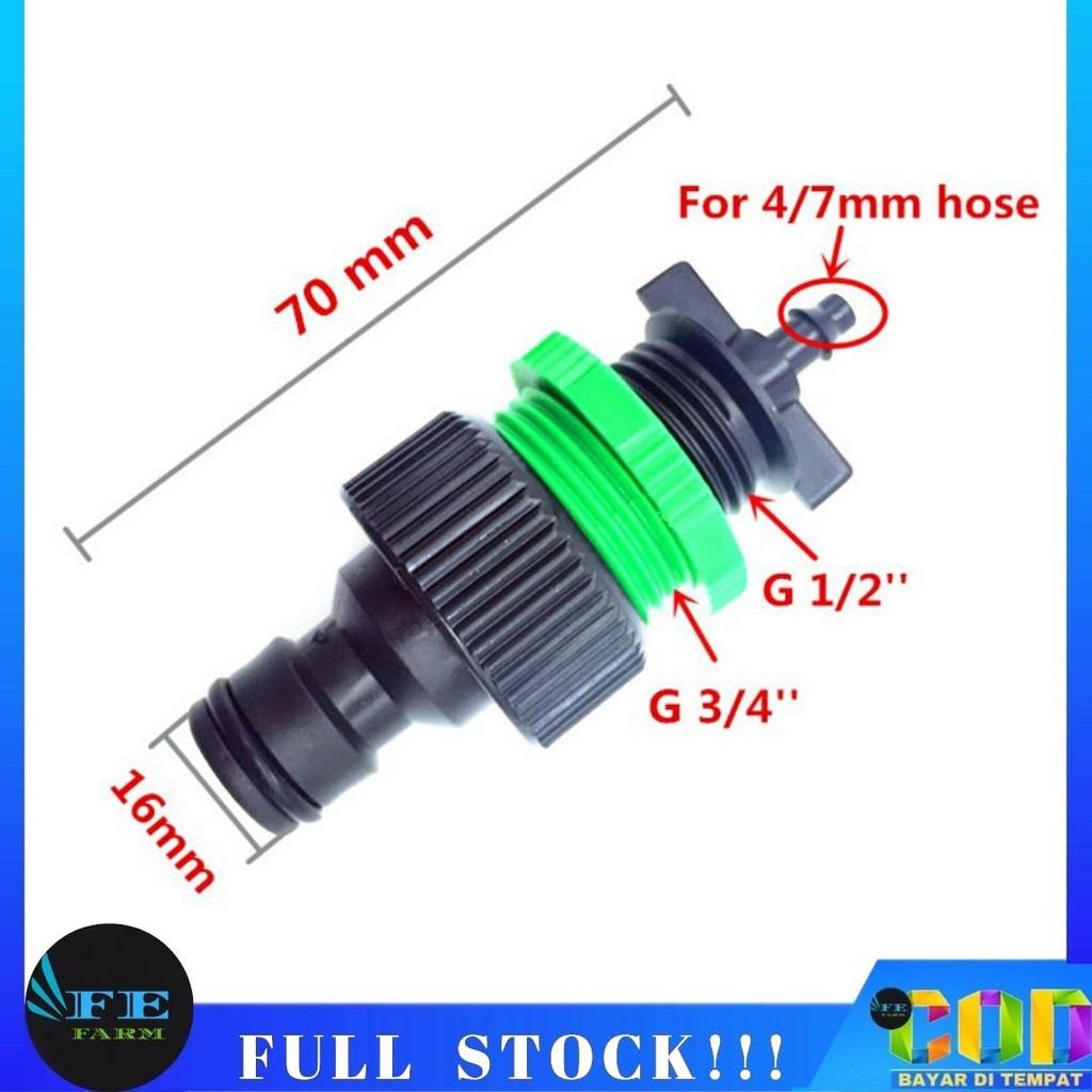 KONEKTOR KRAN SELANG  SAMBUNGAN 16MM QUICK RELEASE KE SELANG 4/7MM