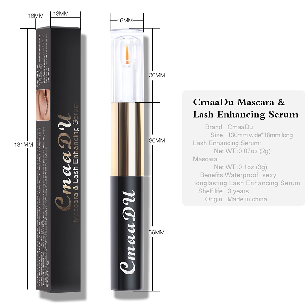 CMAADU MASCARA &amp; LASH ENHANCING SERUM 2IN1 Maskara Waterproof