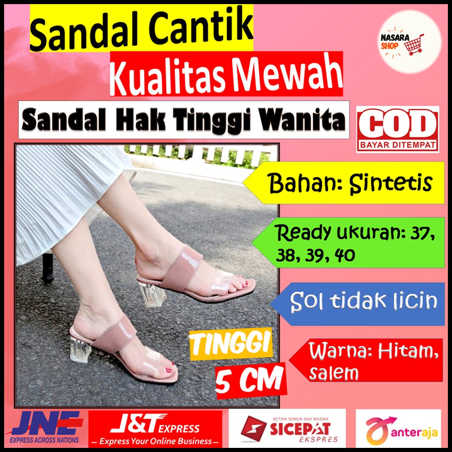 Sandal Pesta Hak Kaca Tahu Heels Jelly Wanita US82