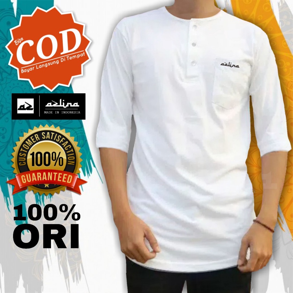 (COD) Baju Koko Kaos Kurta Pakistan Atasan Pria Muslim Dewasa Motif Polos Premium Cotton Combade 24S