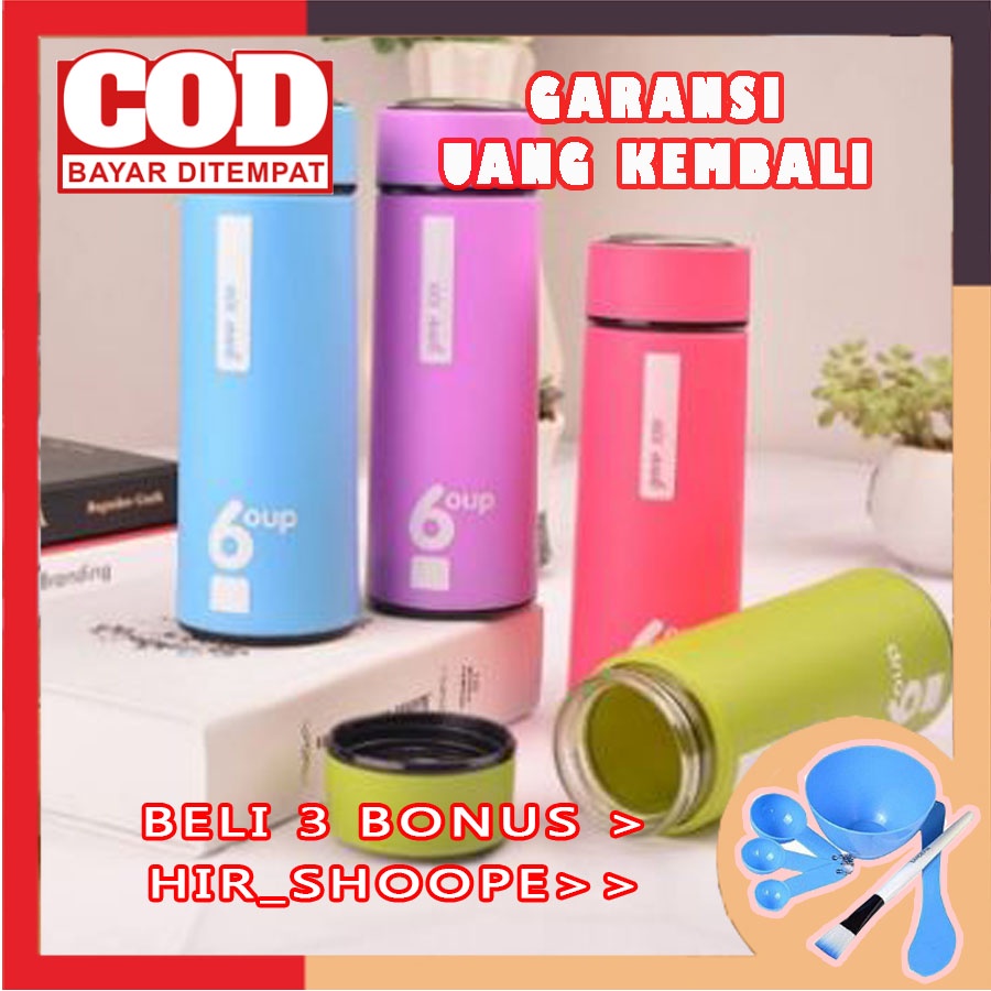 Botol Minum Kaca Six Oup 450ml  Beling cover plastik 6oup logo H50-6 Botol air minum Botol air kaca