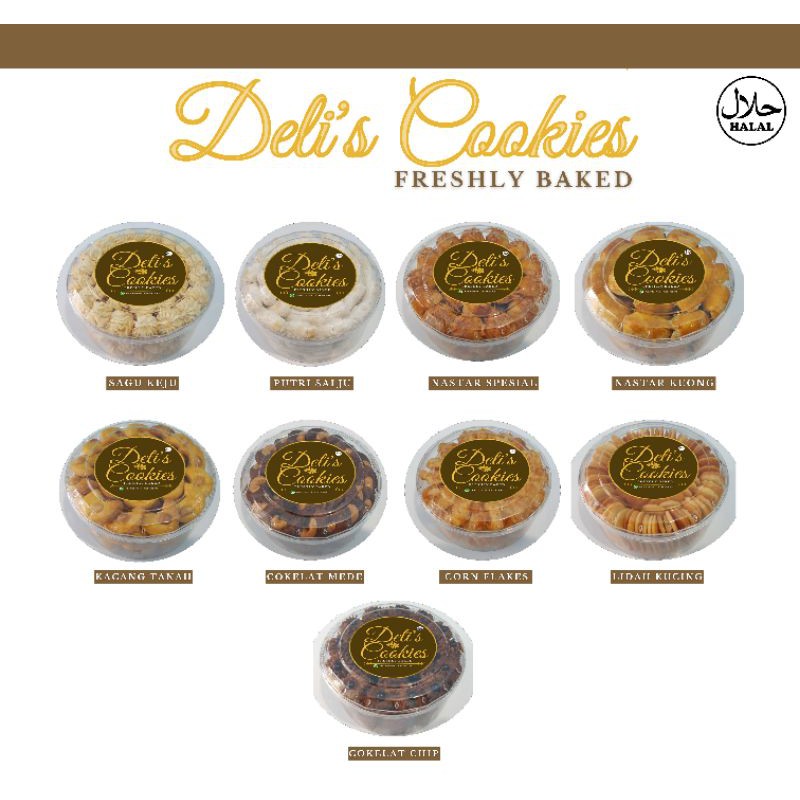 

Kue Kering Deli's Cookies/Nastar/Coklat/Putri Salju/Kue Sagu/ 500 Gram