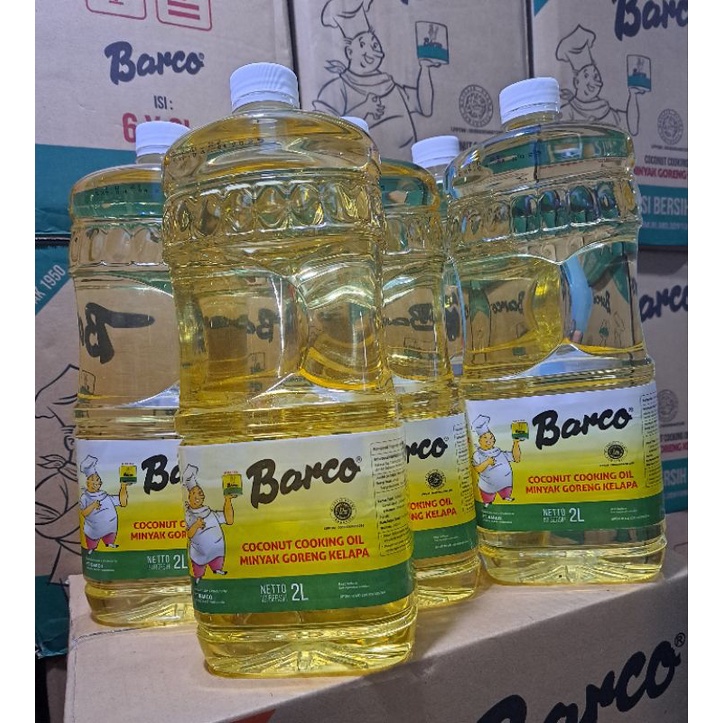 

minyak goreng barco 2ltr btl (1dus isi6)foto sesuai produk adli. pekingan buble dijamin aman exp2027