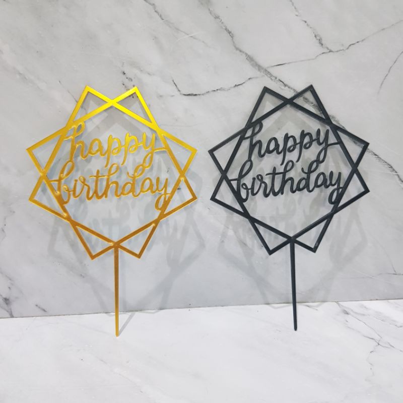 cake topper tusuk akrilik arkrilik tulisan happy birthday tart hiasan kue ulangtahun