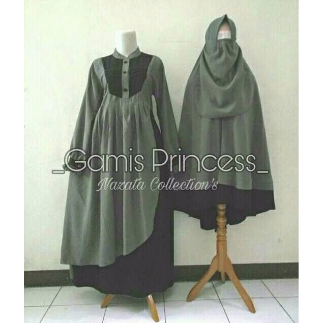 SALE Gamis princess syari set cadar abu tua dan abu muda