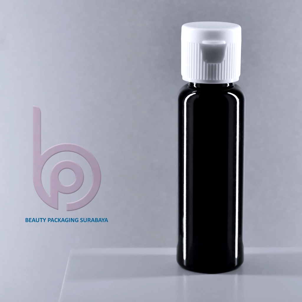 Botol Plastik PET 27ml BR Hitam Tutup Fliptop