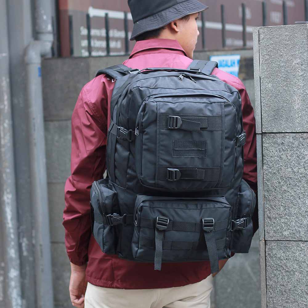 Backpack Semi Carrier Tas Ransel Gunung Army Ransel Taktikal Hitam 600