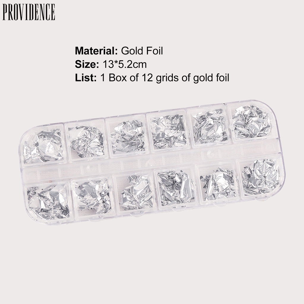 Kertas Foil 12 Grids / Box Multifungsi Anti Pudar Warna Emas Untuk Manicure Nail Art Wanita