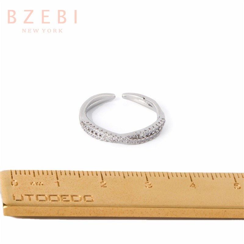 Bzebi Cincin Emas 18k Model Terbuka Anti Karat Gaya Korea 1054r Untuk Wanita