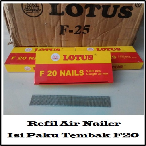 

Refill Air Nailer Isi Paku Tembak Staples 5000pcs 20mm F20 Brad Nailer