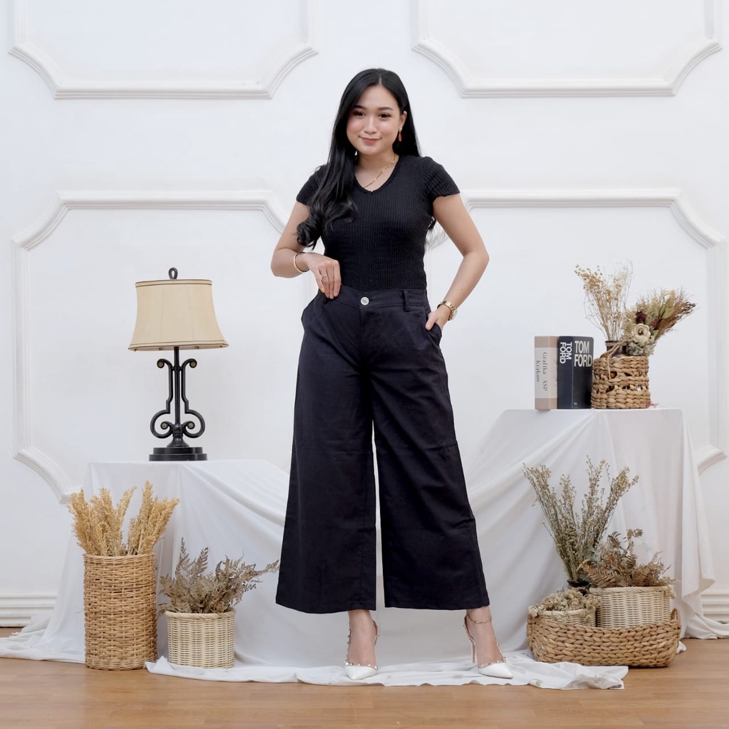 Celana Kulot Linen Wanita Celana Wanita Kulot High Waist Kulot Linen