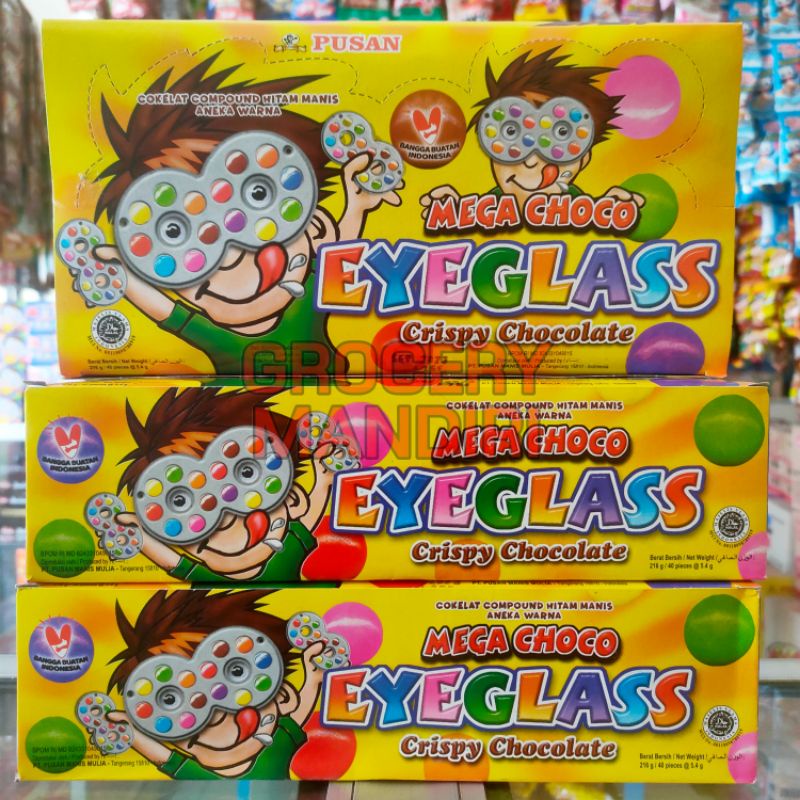 

Mega Choco Eyeglass Box 216 Gram ( 1 Box x 40 Pcs x 5.4 Gram )