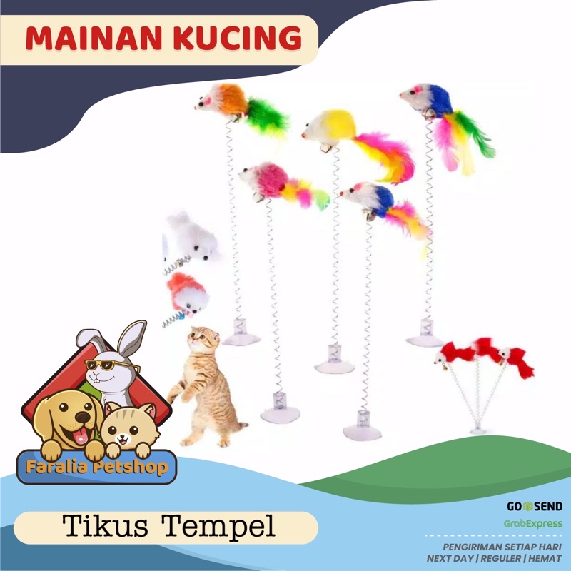 Mainan Kucing Bentuk Tikus Nempel Lantai Tempel Spring Per Cat Toy Keramik Kitten Pet Puppy Toys