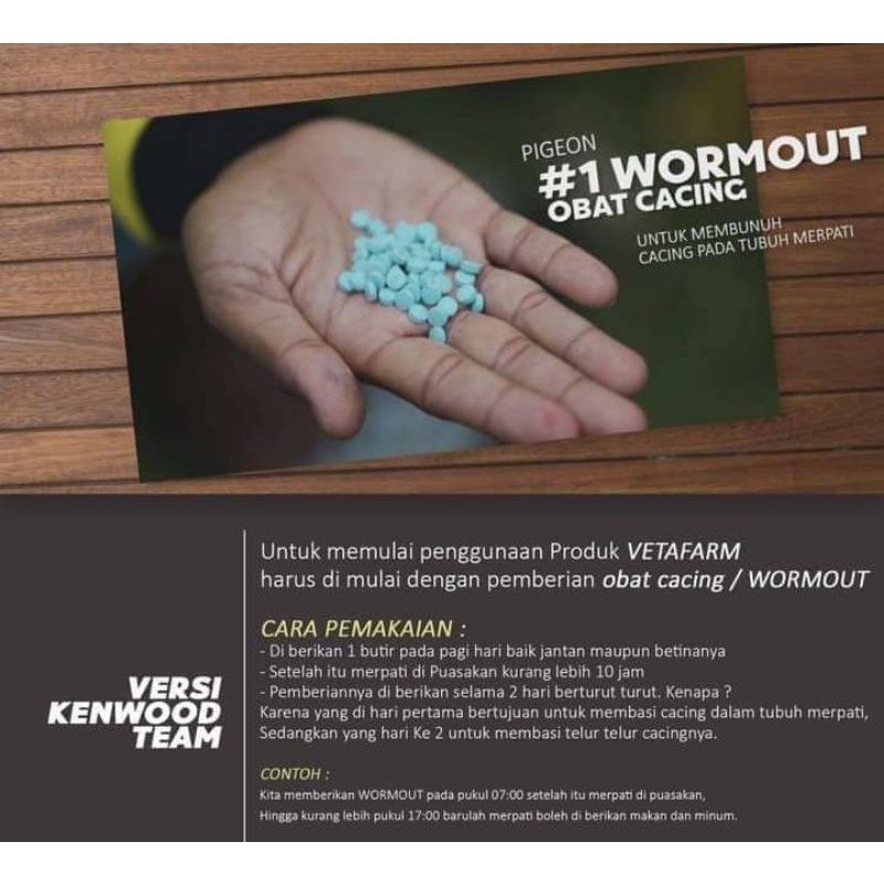 WormOut Vetafarm, Worm Out Obat Cacing Untuk merpati Import