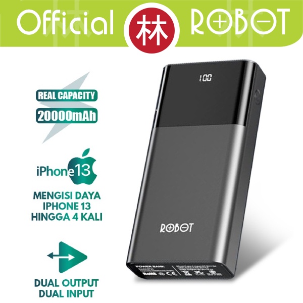 ROBOT RT22 PowerBank 20000mah Dual Port Input &amp; Output Led Display .