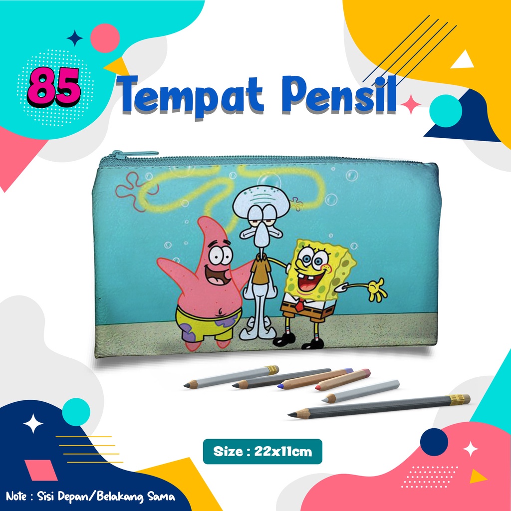 

Custom Tempat Pensil bebas desain sendiri bisa pipih bisa pouch case motif Gambar Spongebob patrick squidward