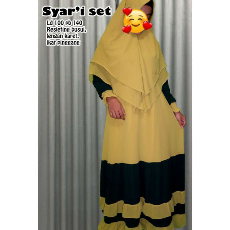 gamis syar'i set kerudung I gamis syar'i ceruty I gamis syar'i polos I gamis murah