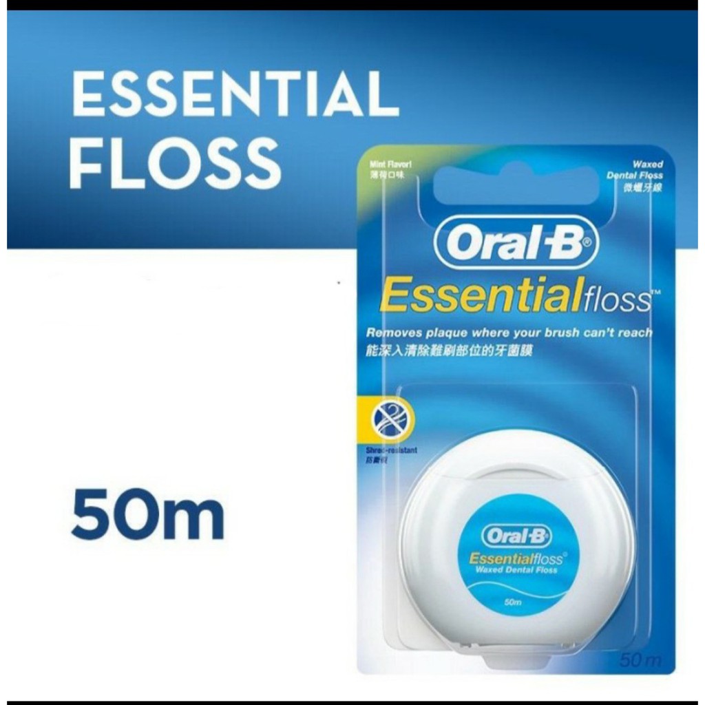 ORAL-B Dental Floss Essential 50m / Benang pembersih gigi antiplaque Oral B