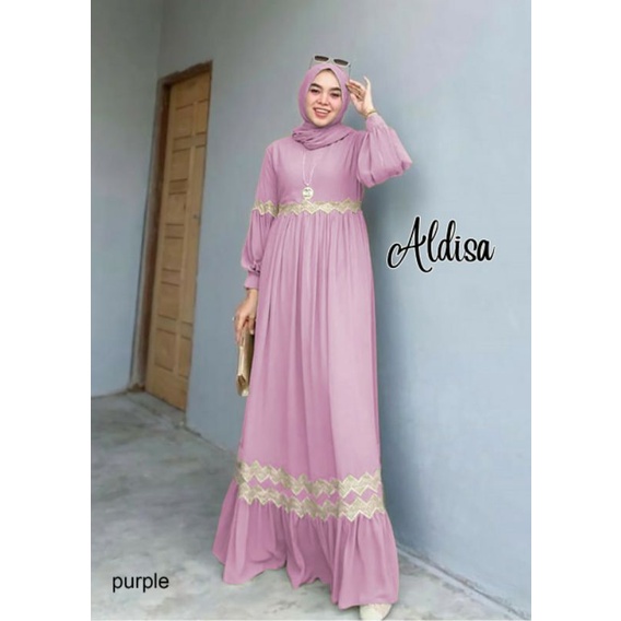 Aldisa Maxy, GAMIS WANITA MUSLIM CANTIK FIT XXL LD 120 BAHAN CRUTTY BABYDOLL FULL FURING MIX RENDA OOTD TERLARIS TERMURAH