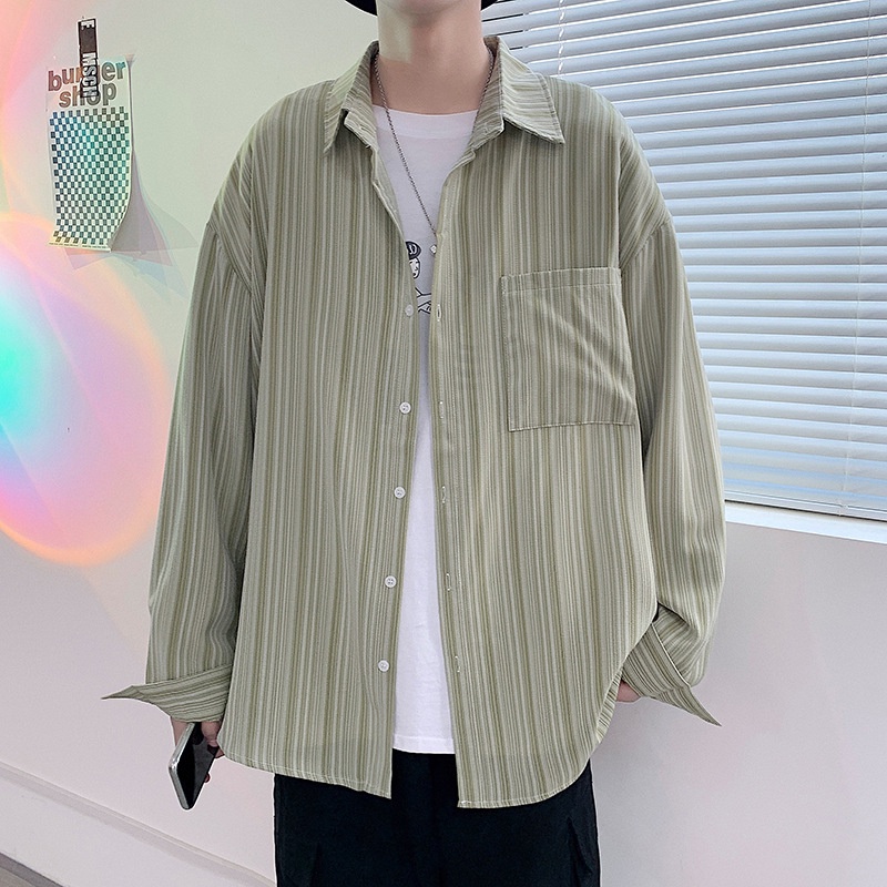Kemeja Jepang Vintage Bergaris Pria Fashion In Siswa Lengan Panjang Korea pu Mhasisawa Trendy