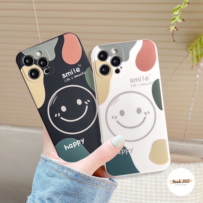 Soft Case Bahan TPU Desain Smiling Face Untuk Iphone 13 12 11 Pro Max X XR XS Max 6 6s 7 8 Plus SE 2020