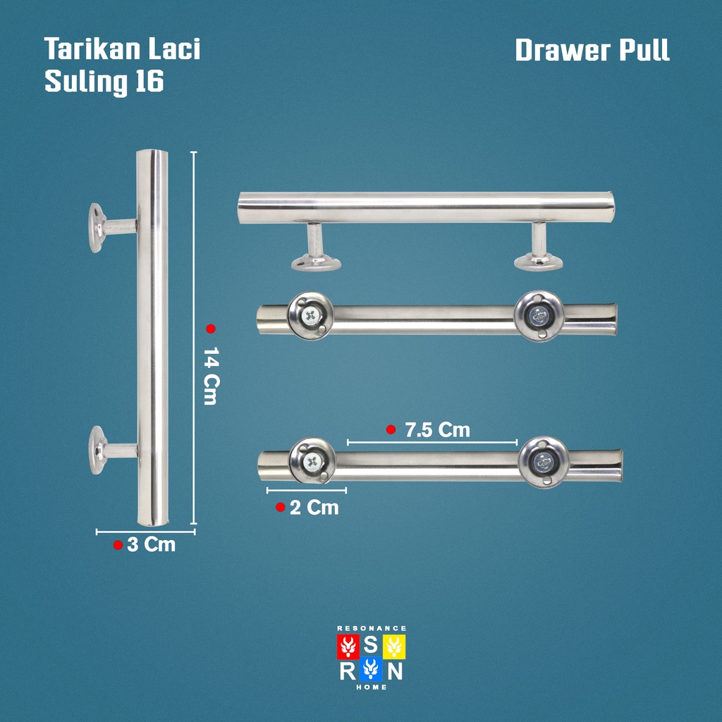 Tarikan Laci Lemari Jendela Model Suling Bulat 16CM / Handle Gagang Pintu Drawer Pull Door Knob Resonance Home