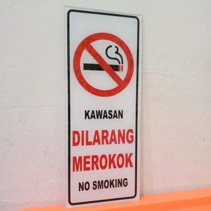 

SIGN AKRILIK K3 RAMBU SAFETY KAWASAN DILARANG MEROKOK UKURAN 10X25CM