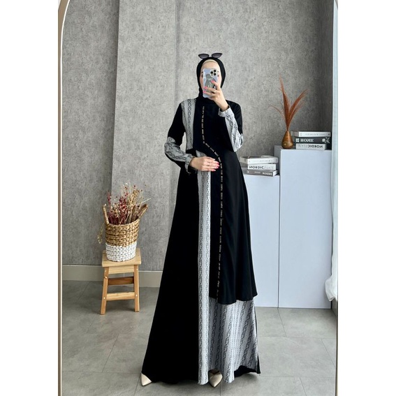 Glz Ivanka Gamis Aswan Jetblack Abaya Muslimah Polos Gamis Hitam Pesta Ootd Muslimah Remaja Trendy 2